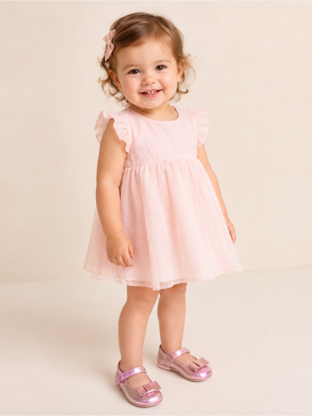 Laura Ashley Pink Metallic Bow Mary Jane Toddler Shoes – Size 4